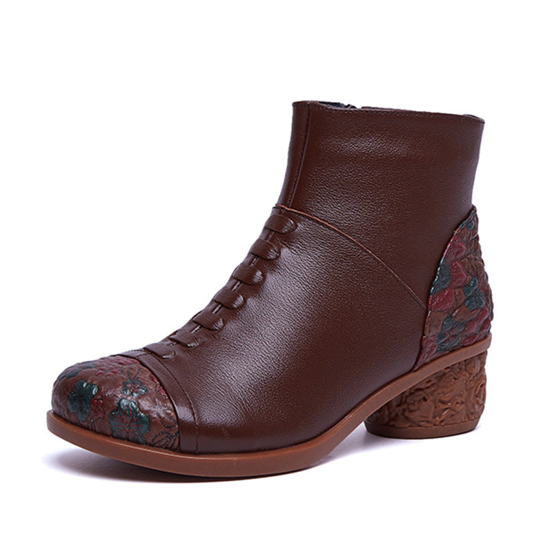 Genuine Leather Mother Cotton Shoes Plus Velvet