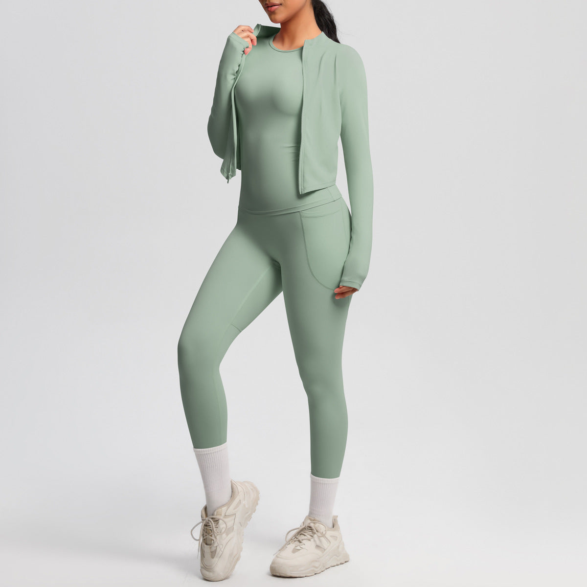 Women's Tight Sports Zipper Jacket Slimming Fitness Suit