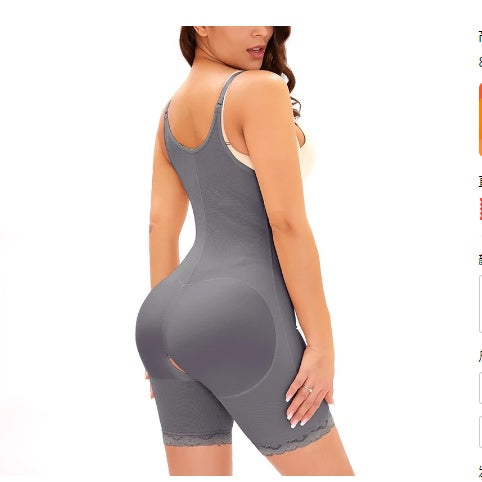 Front Zipper-breasted One-piece Tummy Tuck And Hip Body Shaping Jersey