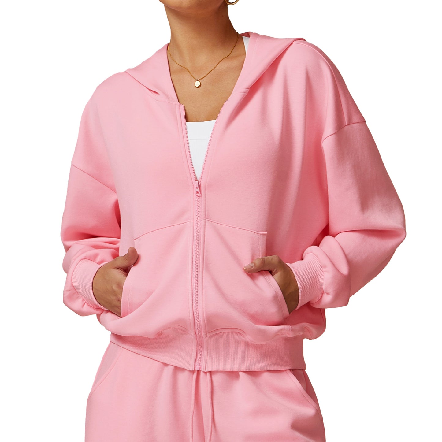 Solid Color Casual Fashion All-matching Exercise Hooded Coat