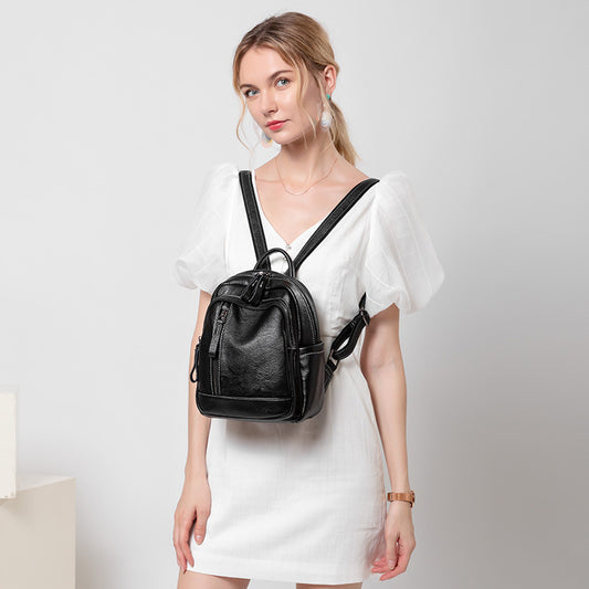 Women's Fashion All Match Black Personality Backpack