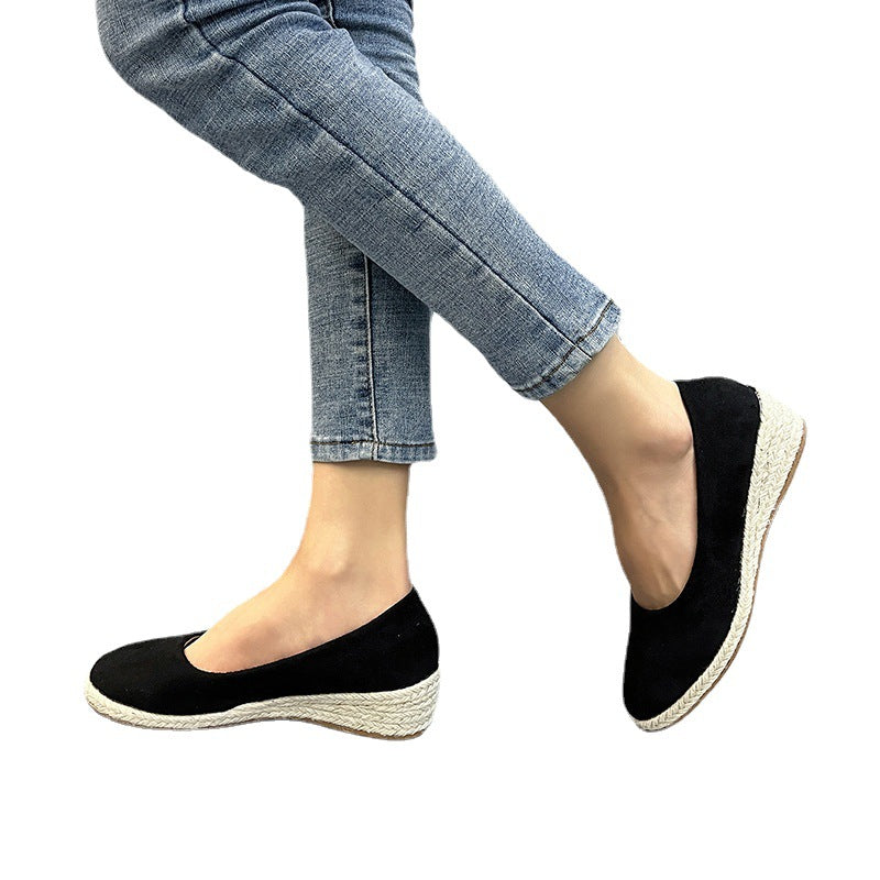 Spring New Wedge Round Toe Hemp Rope Pumps Women