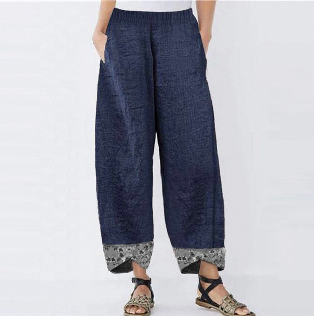 Womens Printed Patchwork Pants Printed Patchwork Skinny Pants