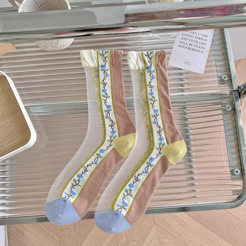 Retro Haze Blue Long Socks