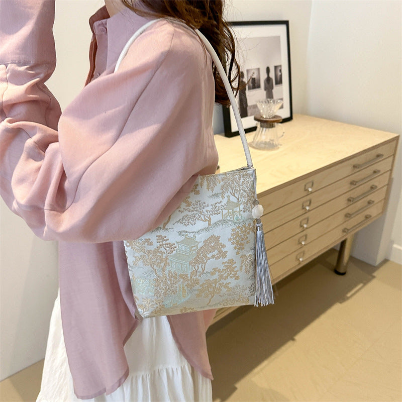 Chinese-style Handbag With A Vintage Hanfu-inspired Design Single-shoulder Bag