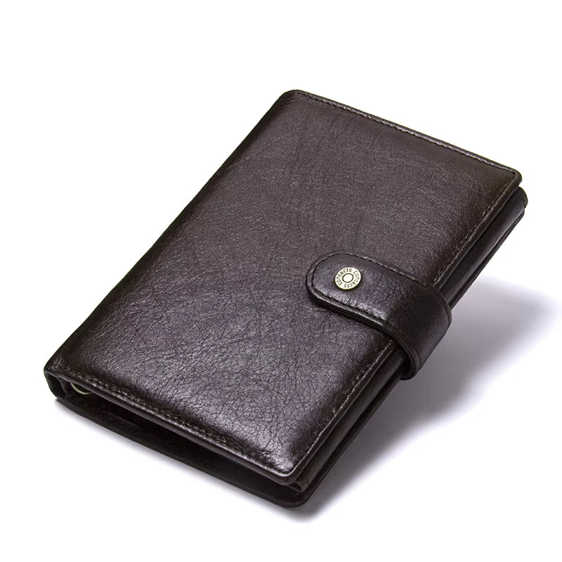 CONTACT'S Genuine Leather Men Wallet Short Trifold Casual Men'S Wallet Coin Purses Card Holders Money Clips Passport Wallet