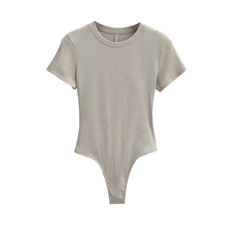 Neck Short Sleeve Rompers Slim Fit Slimming T-shirt Top