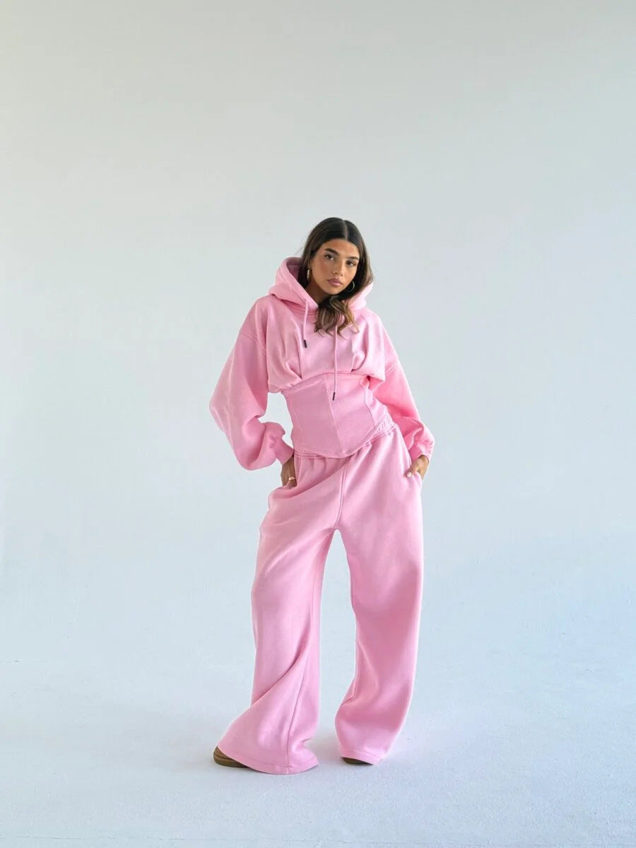 Womens Slim-fit Hoodie And Pants Two-piece Set