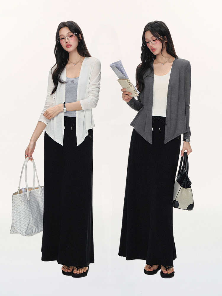 Skirt Women's Drawstring Leisure Skirt Line Long Umbrella