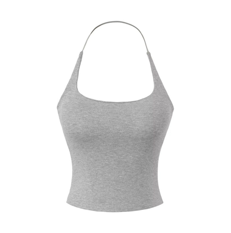 New European And American-style Chic Solid-color Backless Top For Bold Stylish Looks