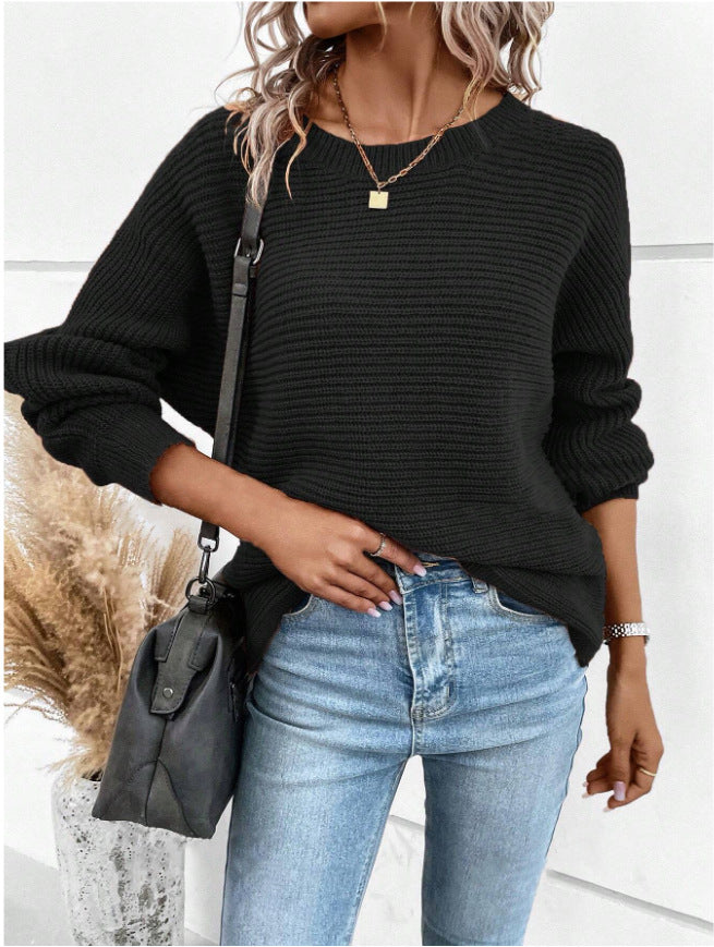 Back Button Batwing Sleeve Sweater