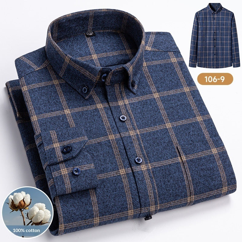 Cotton Plaid Long-sleeve Shirt For Layering Or Wearing On Its Own