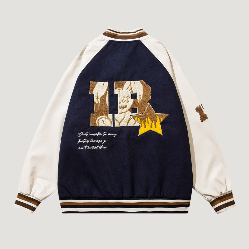 Letter Hip Hop Loose Locomotive Retro PU Baseball Uniform Women