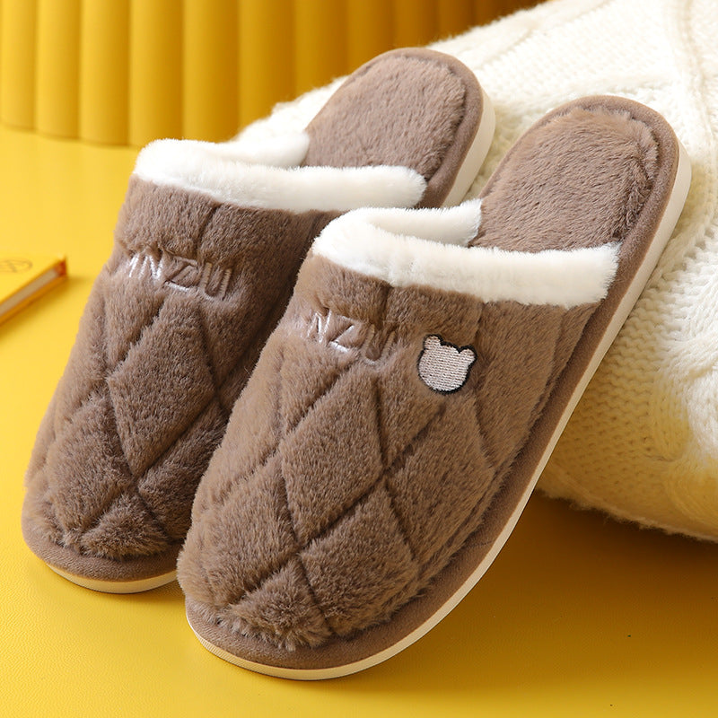 Couples' Cotton Slippers For Women's Indoor Household Use In Autumn And Winter