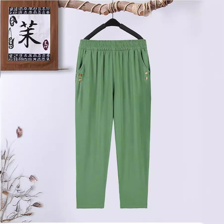 Women's Jacquard Straight-leg Pants High Waist Baggy Jogger Pants