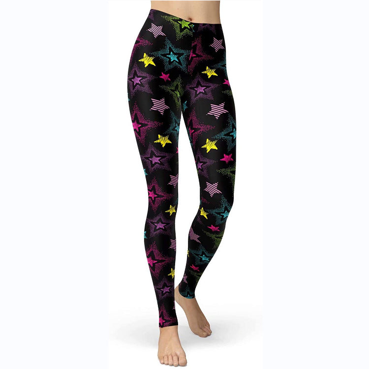 Multi-color Printing Slim Fit Hip Raise Slimming Plus Size Running Yoga Fitness Leggings