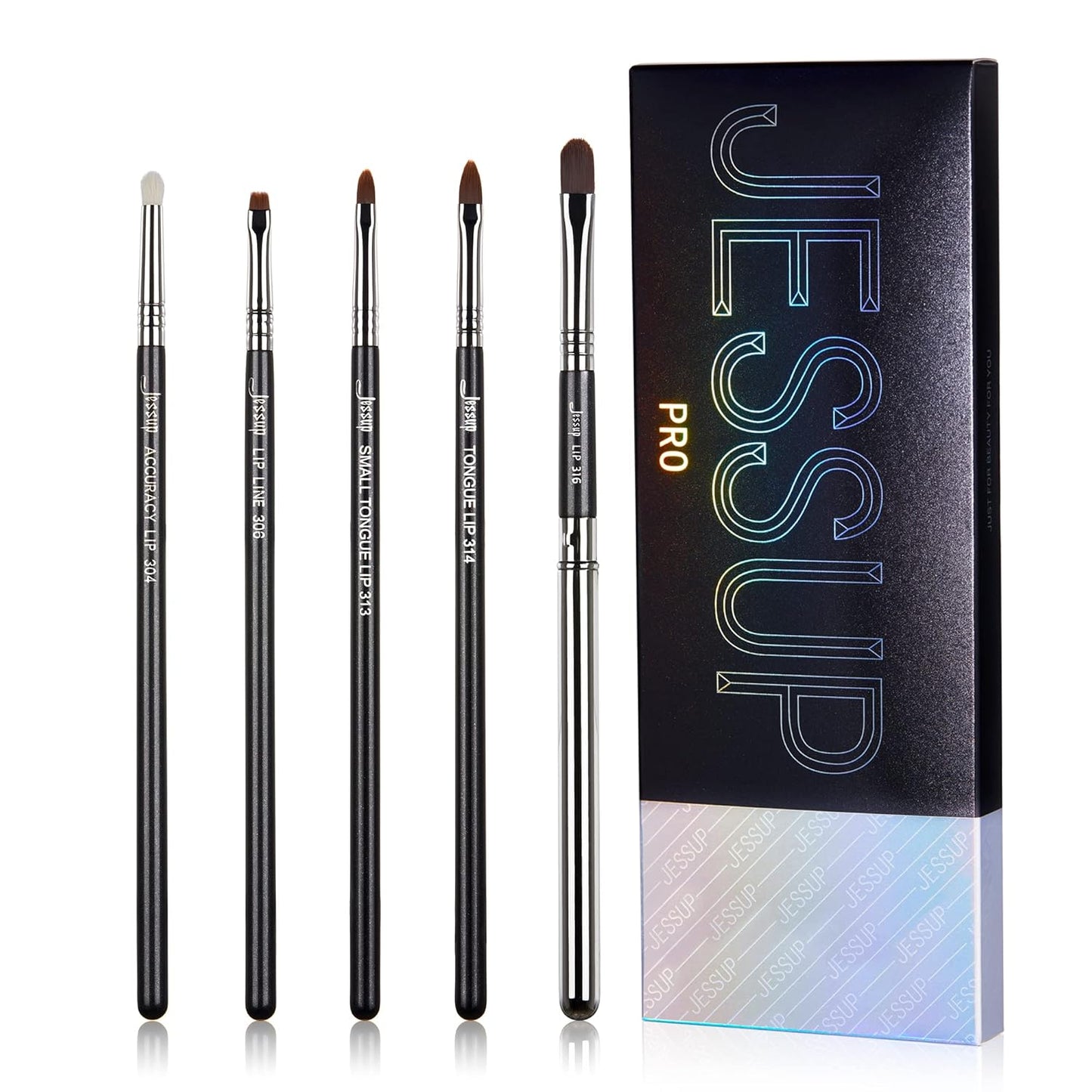 Jessup Abgewinkeltes Eyeliner Pinsel Set, 3-Teilig Pro Precision Eyelinerpinsel Fein Geflügelte Ultradünne Schräge Gel Makeup Pinsel Für Flüssigen Eyeliner Schwarz T345