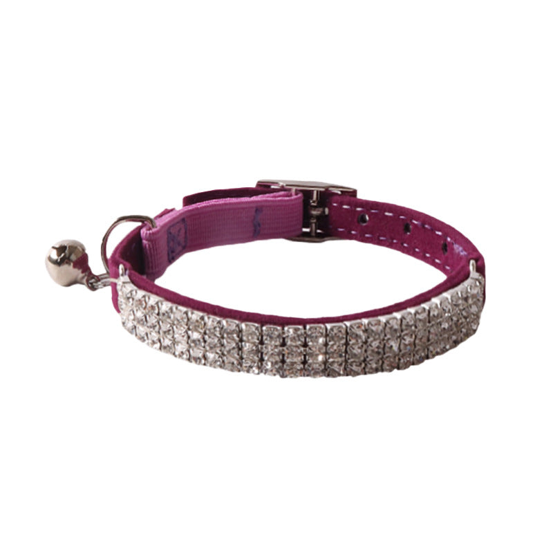 Pet Color Flannel Elastic Buckle Gang Drill Cat Collar