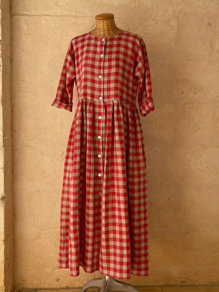 Women's Fashionable Retro Plaid Elegant Graceful Dress