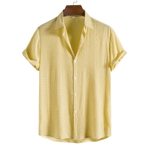 Men's Fashion Solid Color Dark Cell Short Sleeve Shirt