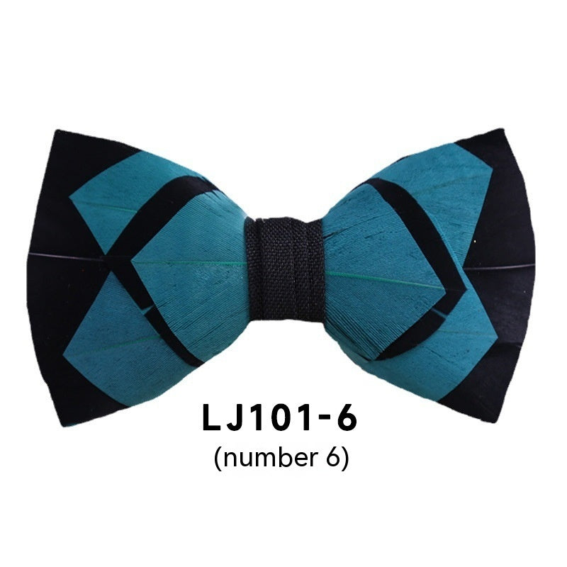 Men's Polyester Feather Bow Tie Business Host Suit Bow Tie