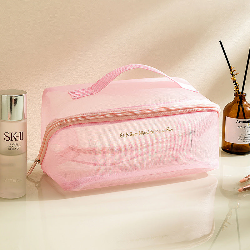 Travel Transparent Portable Large Capacity Mesh Cosmetic Bag