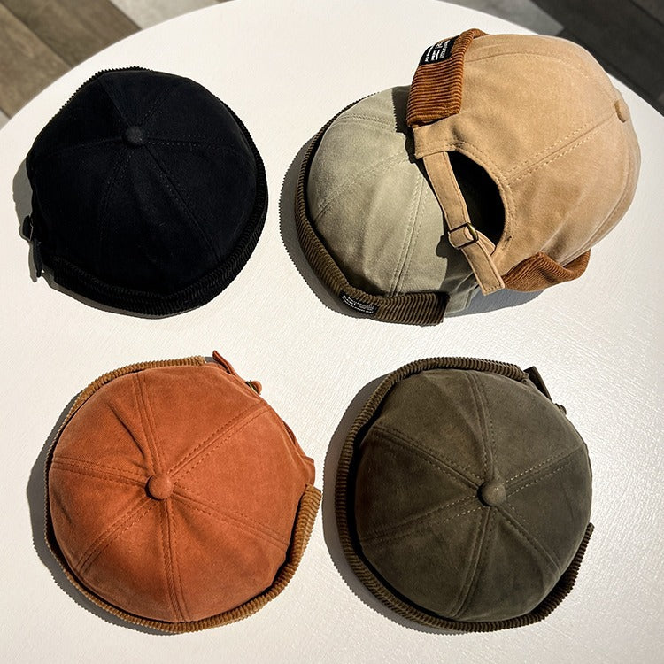 Corduroy Brimless Skullcap Women's Hip Hop