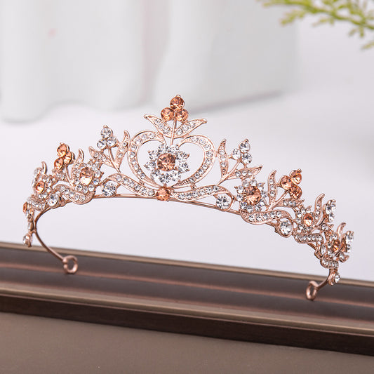 Popular Wedding Headdress, Leaf Diamond Baroque Bridal Crown With Accessories