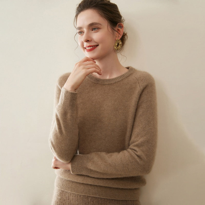 Pure Cashmere Shirt Women's Crew Neck Pullover Sweater