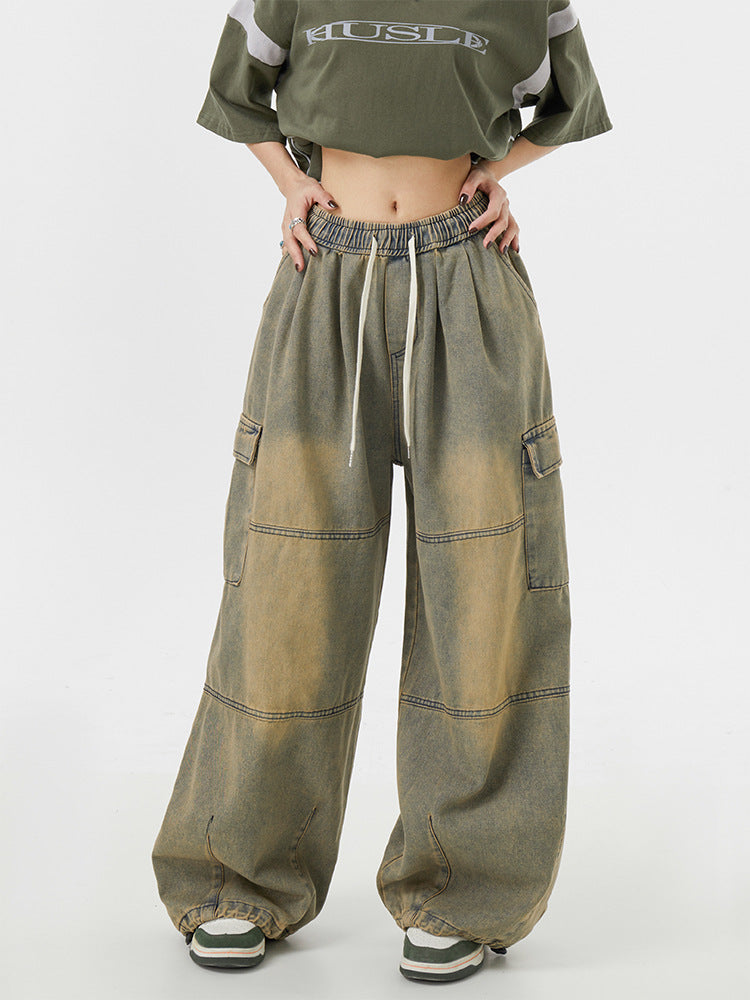 Amerikanske High Street Oversize Løse Multilomme Workwear Casual Bukser til Mænd og Kvinder