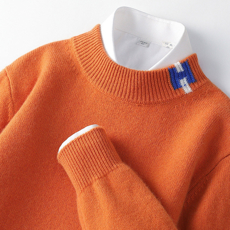 Efterår Og Vinter Ny Fortykkede Ensfarvet Løs Fritids All-match Strikket Sweater