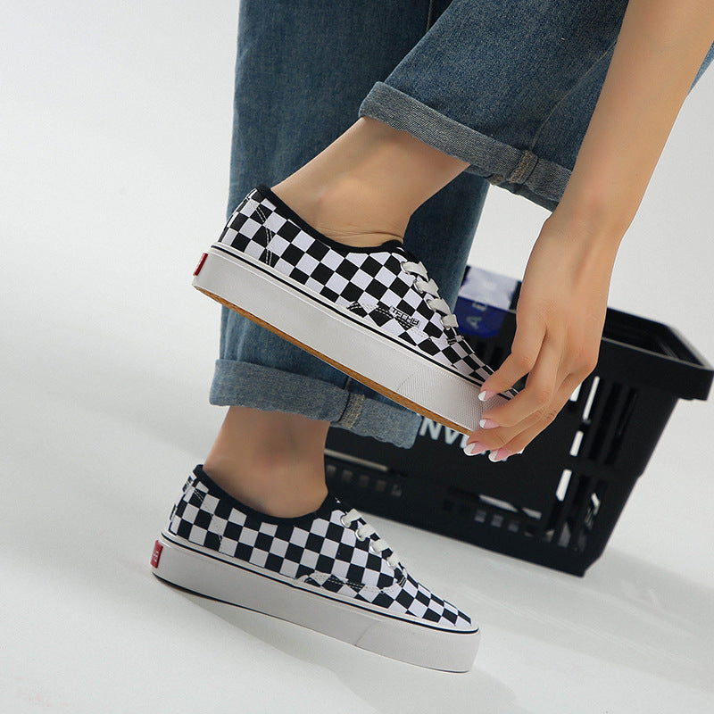Classic Canvas Women's Checkerboard Couple Retro Student Low-top Casual Shoes