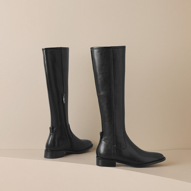 Women's Round-toe Mid-heel Knee-high Riding Boots