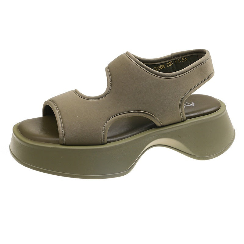 Summer New Casual Stretch Cloth All-match Muffin Thick Sports Sandals