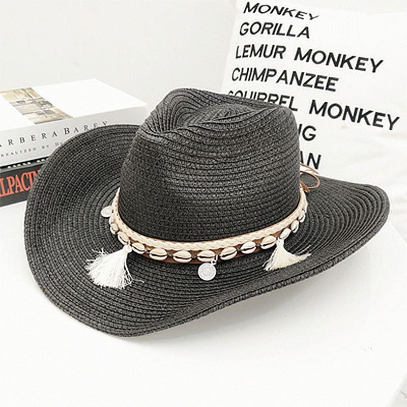 New Shell Fringed Ethnic Woven Sun Hat