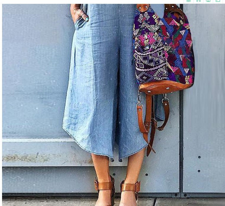 Suspender Jeans Loose Wide Leg Rompers