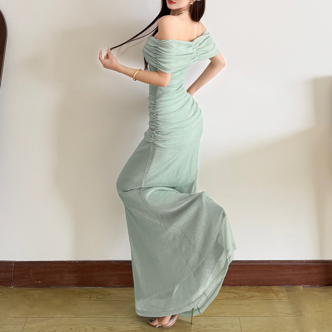 Strapless Slim Fit Crop Top Cutout Off Shoulder Dress Womens Style
