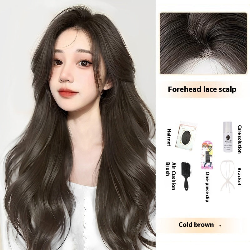 Jaulin Wig Women's Long Hair Forehead Lace Full-head Wig New Artificial Natural Mid-length Long Straight Hair Full Top Wig