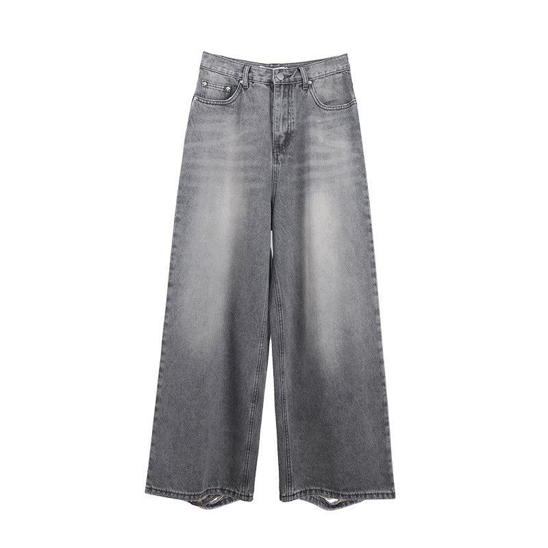 Straight Ripped Jeans Lazy And Versatile