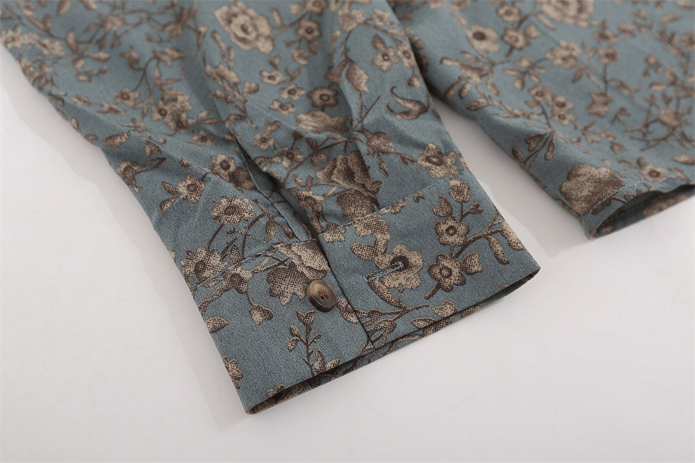 Floral Shirt Men's Loose Casual Polo Collar Cardigan
