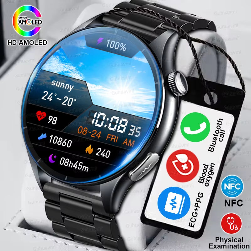 2025 New Smart Watch NFC ECG+PPG Blood Oxygen Uric Acid Blood Pressure Sapphire Smartwatch Men for Android Ios Smart Watch Men