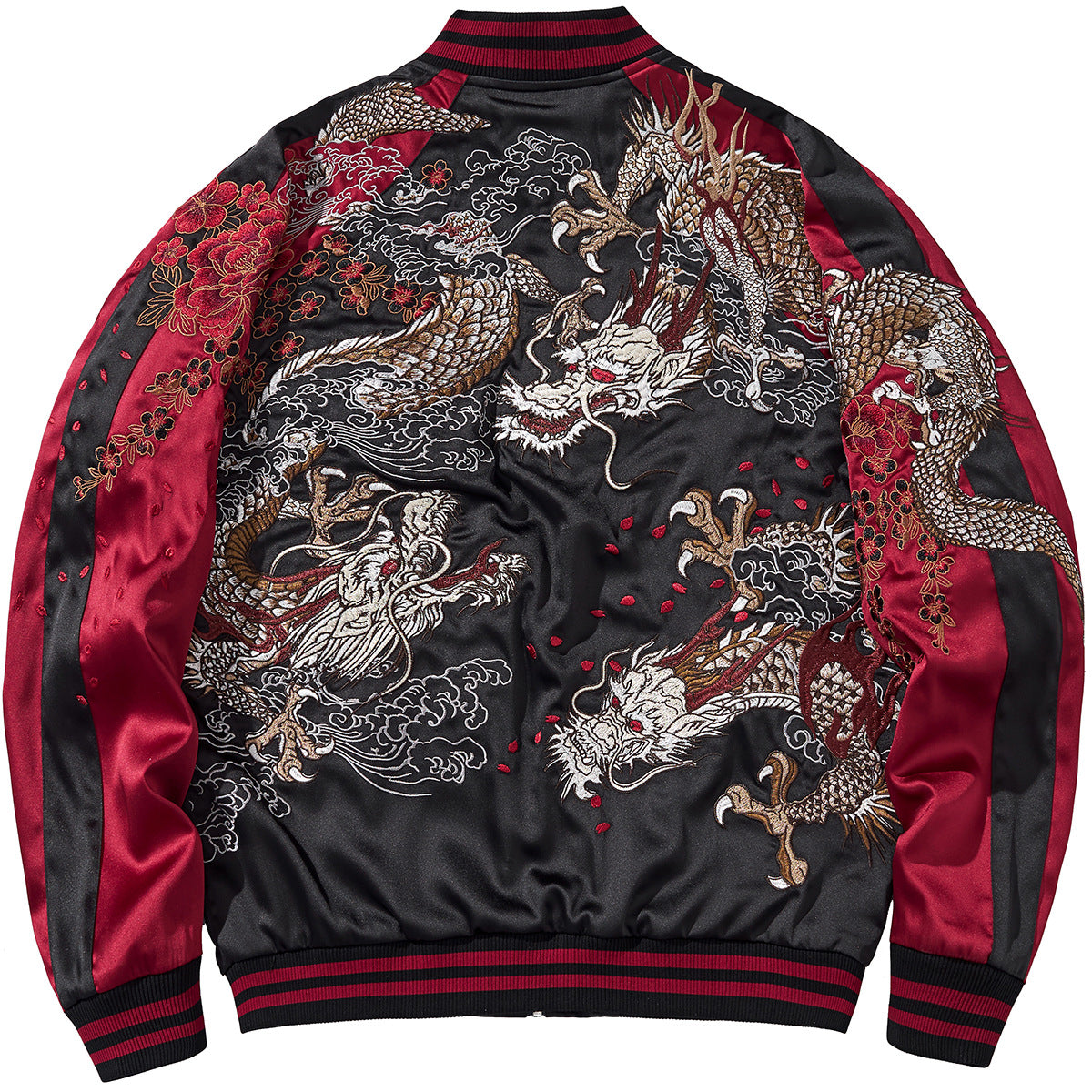 Heavy Duty Embroidered Divine Beast Flying Dragon Mens Casual Baseball Jacket