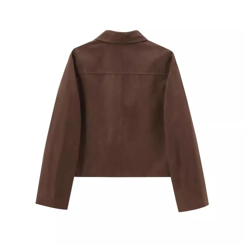 Kort Suede Jakke til Kvinder i Retro "Old Money" Stil