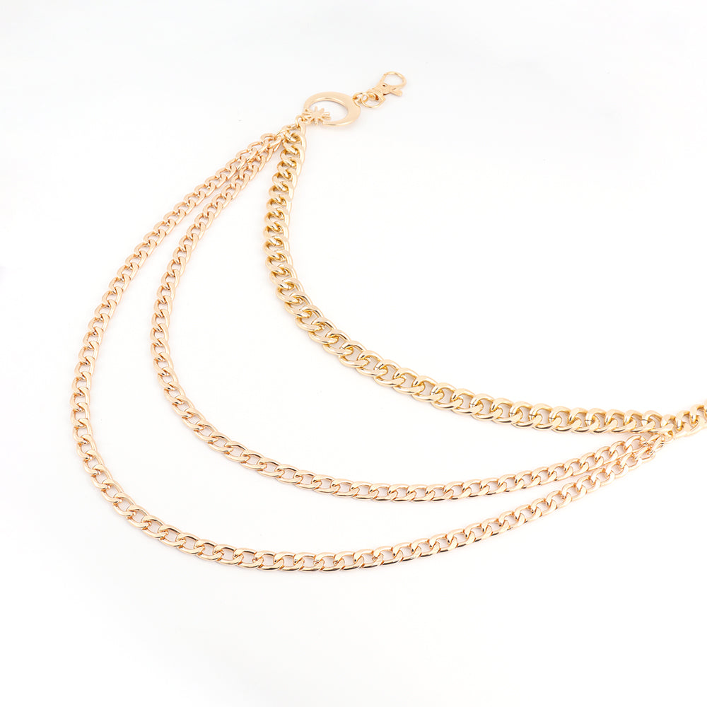 Personalized Waist Chain Moon Star Pendant Three-layer Metal Chain Slim European And American Cross-border Single Product Gold Versatile Corset