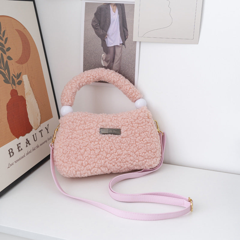 Women's Fashionable Lamb Wool Shoulder Messenger Bag