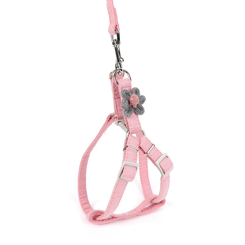 Dog Flower Traction Rope With Chest Back