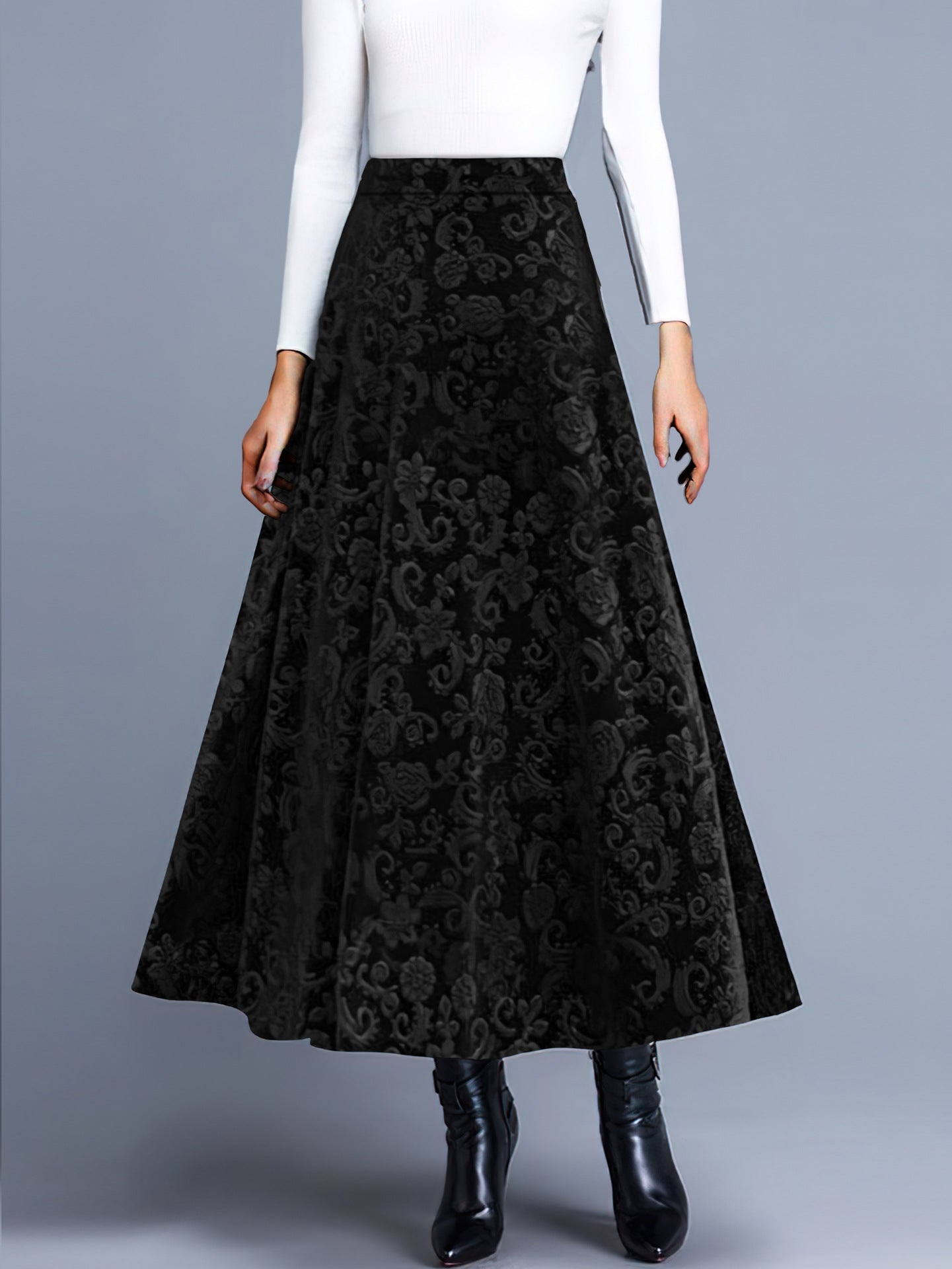 Spring And Autumn New Sexy European And American Simple Velvet Print Skirt Women