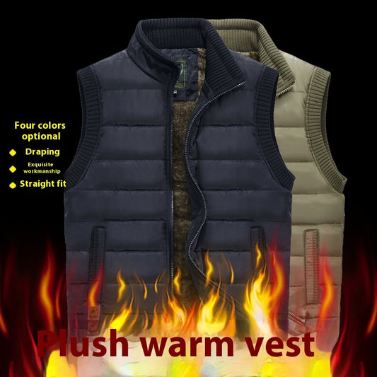 Men's Fleece-lined Thickened Casual Stand Collar Pocket Vest