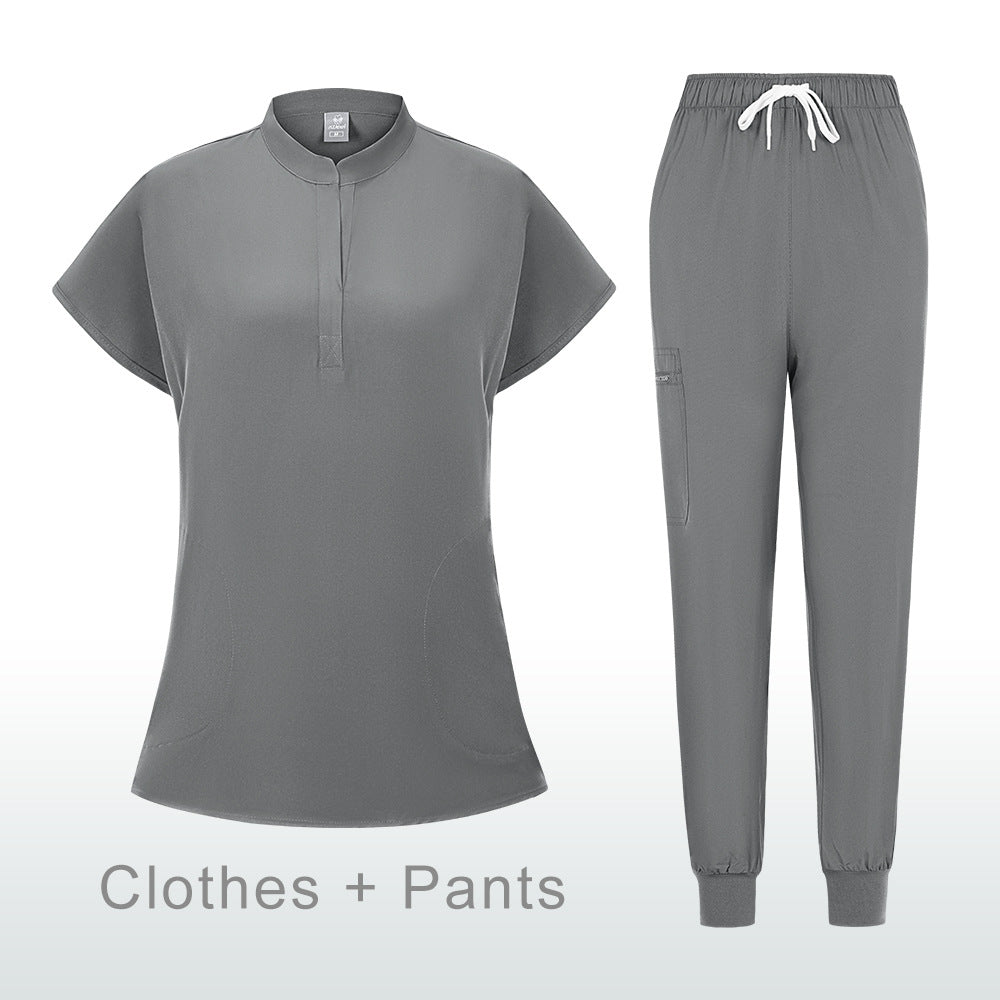 Stretchy, Quick-drying Short-sleeve Scrub Top For Doctors