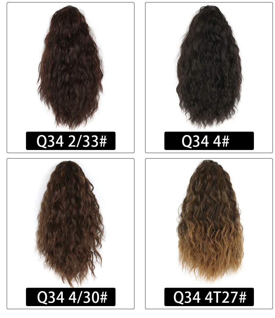 Kort Krøllet Hår Usynlig Velcro Fluffy Majs Permanent Overskæg Hestehale Afrikansk Pigtail